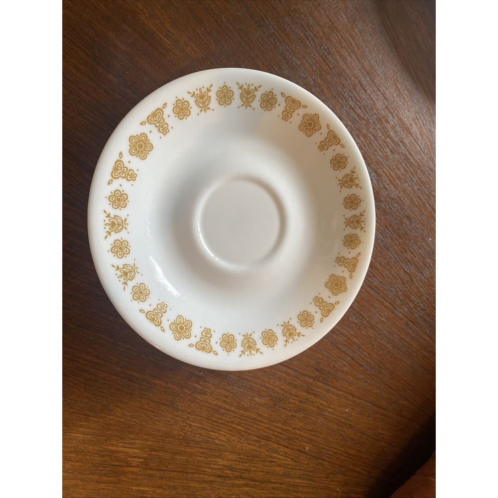 Corell Corning Gold Butterfly Floral Saucers Set Of 5 6 1/4"
